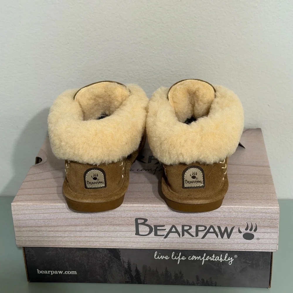 BearPaw Tan Suede Boots with Cream Lining